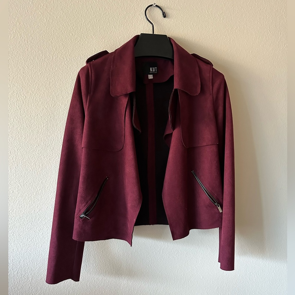 Vegan Suede Draped Moto Jacket